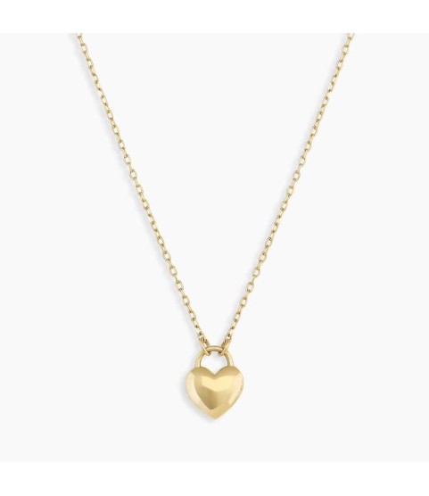 14k Gold Heart Padlock Necklace