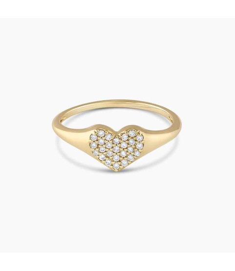 Diamond Heart Signet Ring