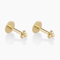 14k Gold Trio Threaded Flat Back Studs