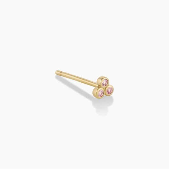 Classic Pink Sapphire Trio Stud