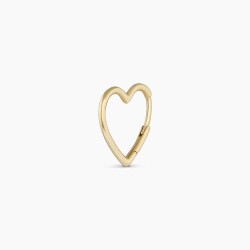 14k Gold Open Heart Huggie