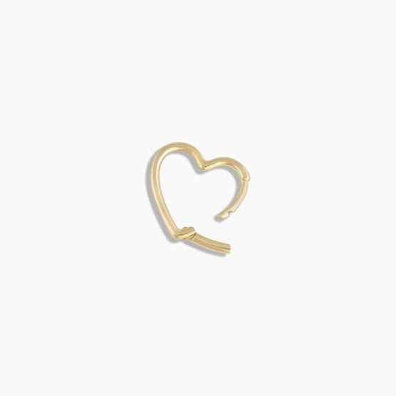 14k Gold Open Heart Huggie