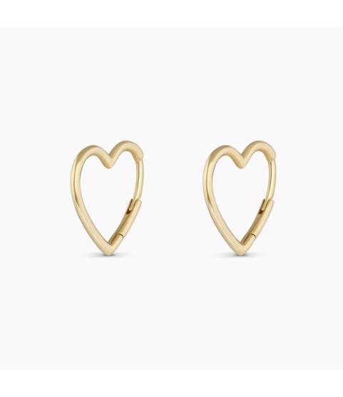 14k Gold Open Heart Huggies