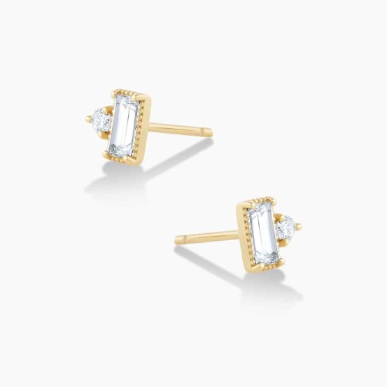 Diamond and Topaz Baguette Studs