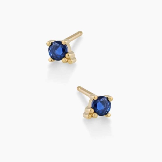 Blue Sapphire Trinity Studs