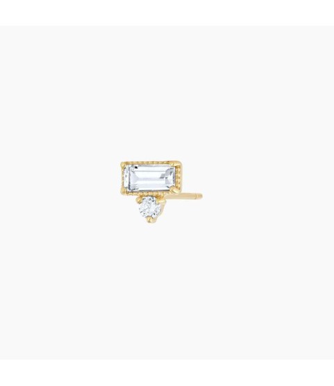 Diamond and Topaz Baguette Stud