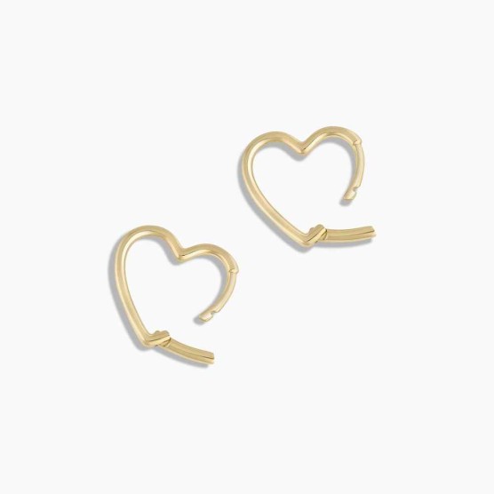 14k Gold Open Heart Huggies