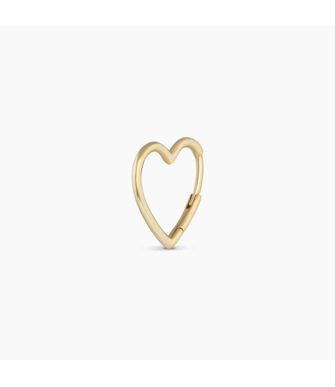 14k Gold Open Heart Huggie