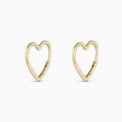 14k Gold Open Heart Huggies