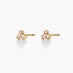 Classic Pink Sapphire Trio Studs