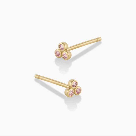 Classic Pink Sapphire Trio Studs