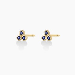 Classic Blue Sapphire Trio Studs