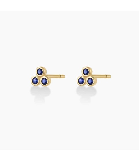 Classic Blue Sapphire Trio Studs